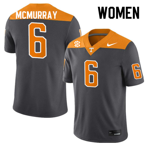 Women #6 Jalen McMurray Tennessee Volunteers College Football Jerseys Stitched-Anthracite